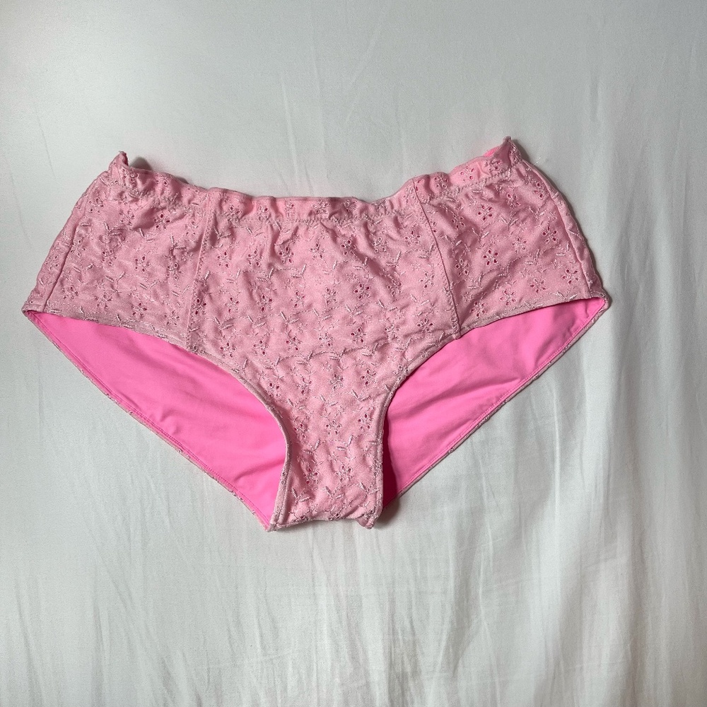 Frankie’s Bikinis Pink Lisa Eyelet Shine Bikini Bottom